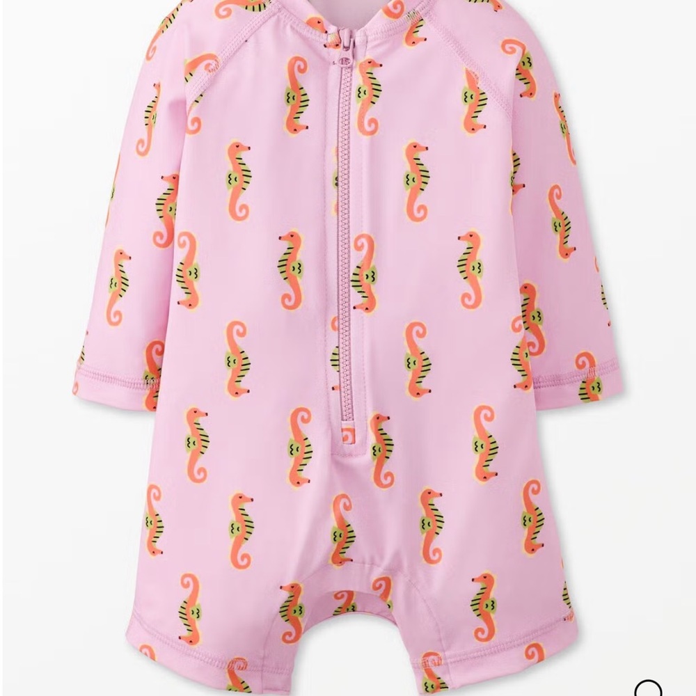 Pink Seahorse Print Baby Romper